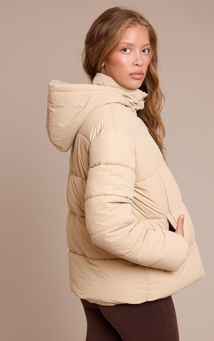 Pretty Little Thing Stone Hooded Puffer Jacket