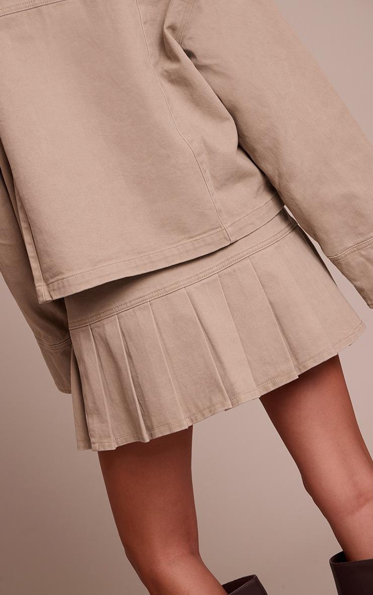 Pretty Little Thing Stone Pleated Denim Mini Skirt