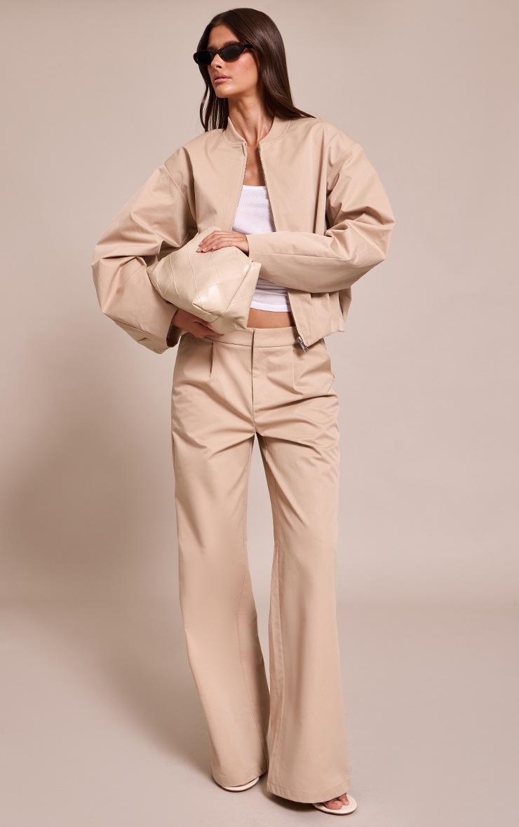 Pretty Little Thing Stone Pleated Wide Leg Pant