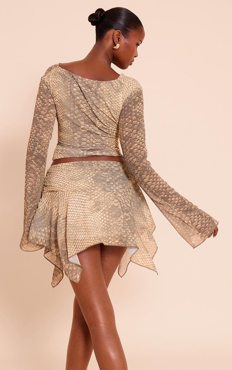 Pretty Little Thing Stone Snake Print Cowl Shirt