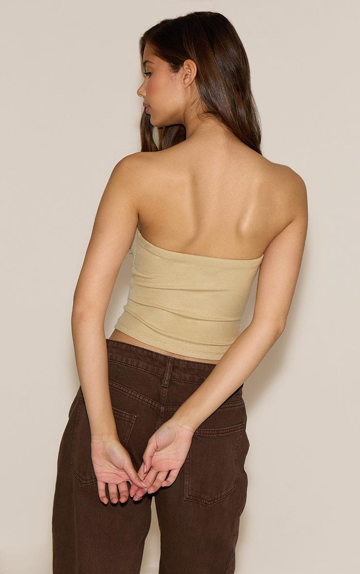 Pretty Little Thing Stone Soft Rib Bandeau Top