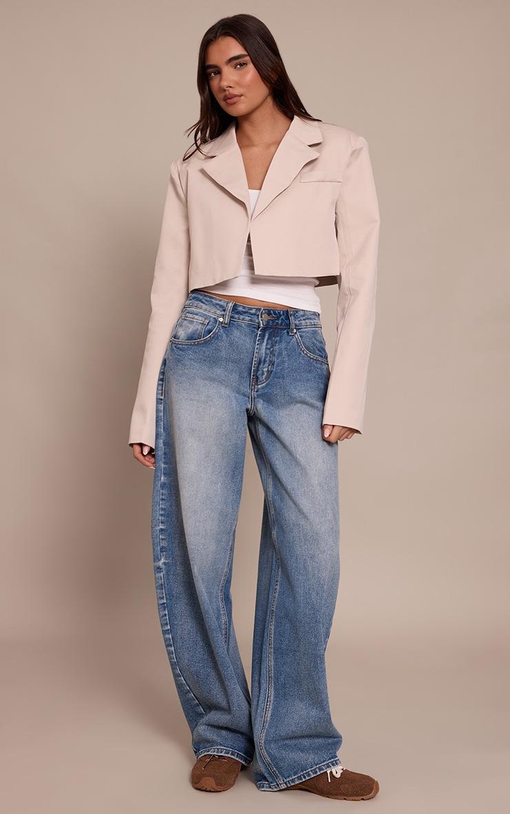 Pretty Little Thing Stone Tailored Cropped Blazer