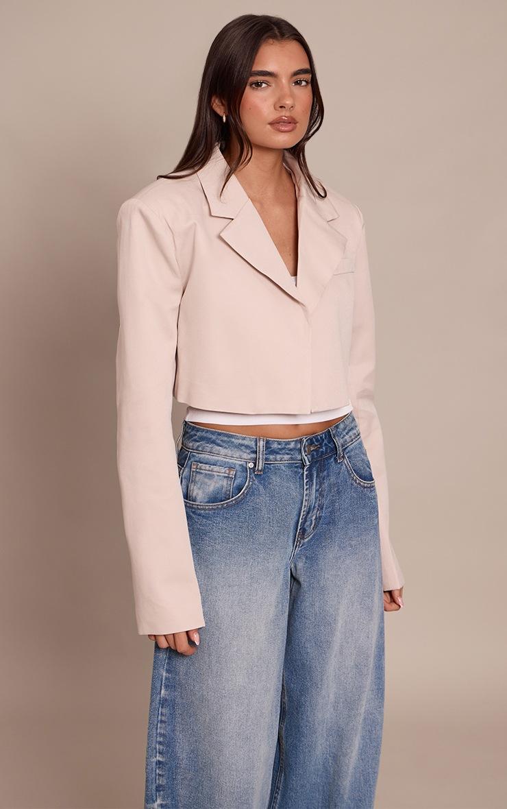 Pretty Little Thing Stone Tailored Cropped Blazer
