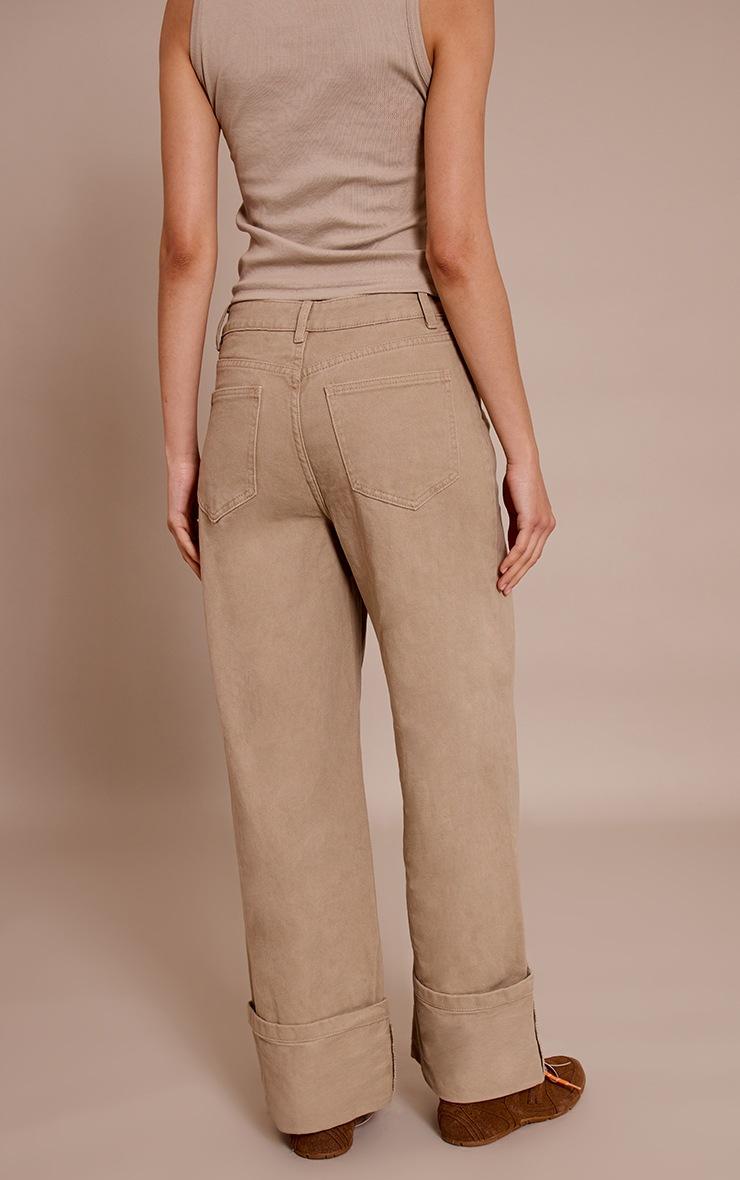 Pretty Little Thing Stone Turn Up Hem Jeans