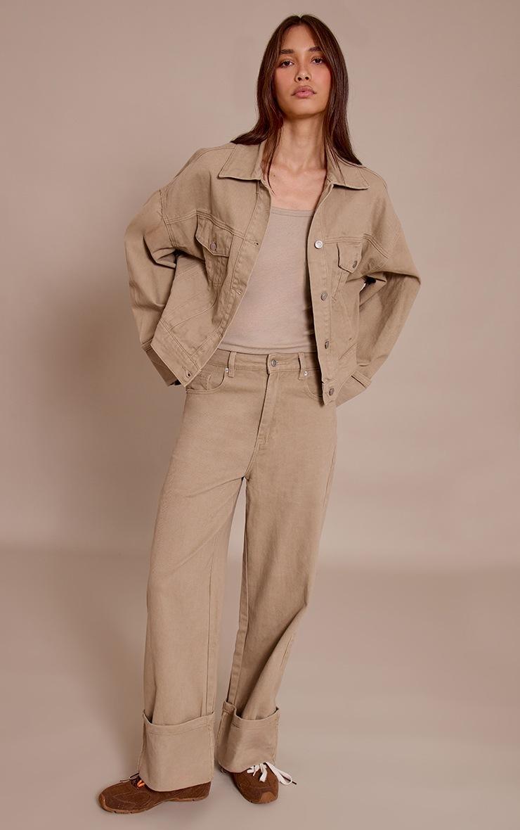 Pretty Little Thing Stone Turn Up Hem Jeans