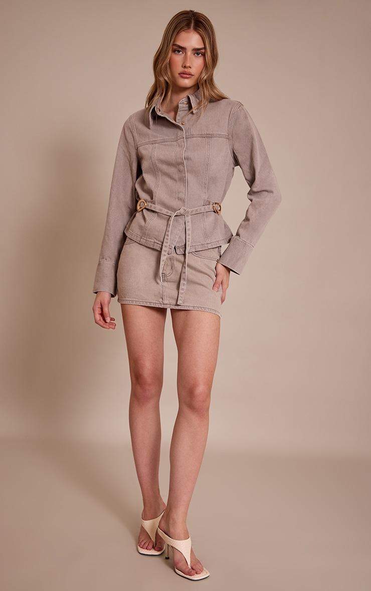 Pretty Little Thing Stone Washed Denim Mini Skirt