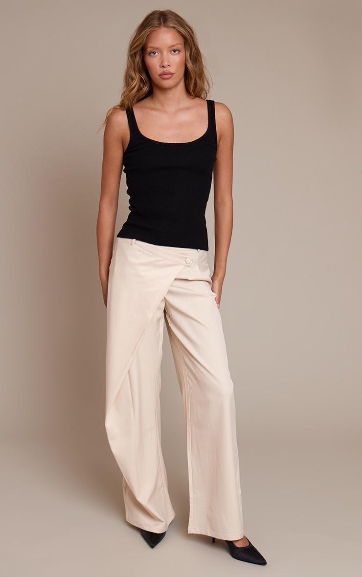 Pretty Little Thing Stone Woven Wrap Front Pants