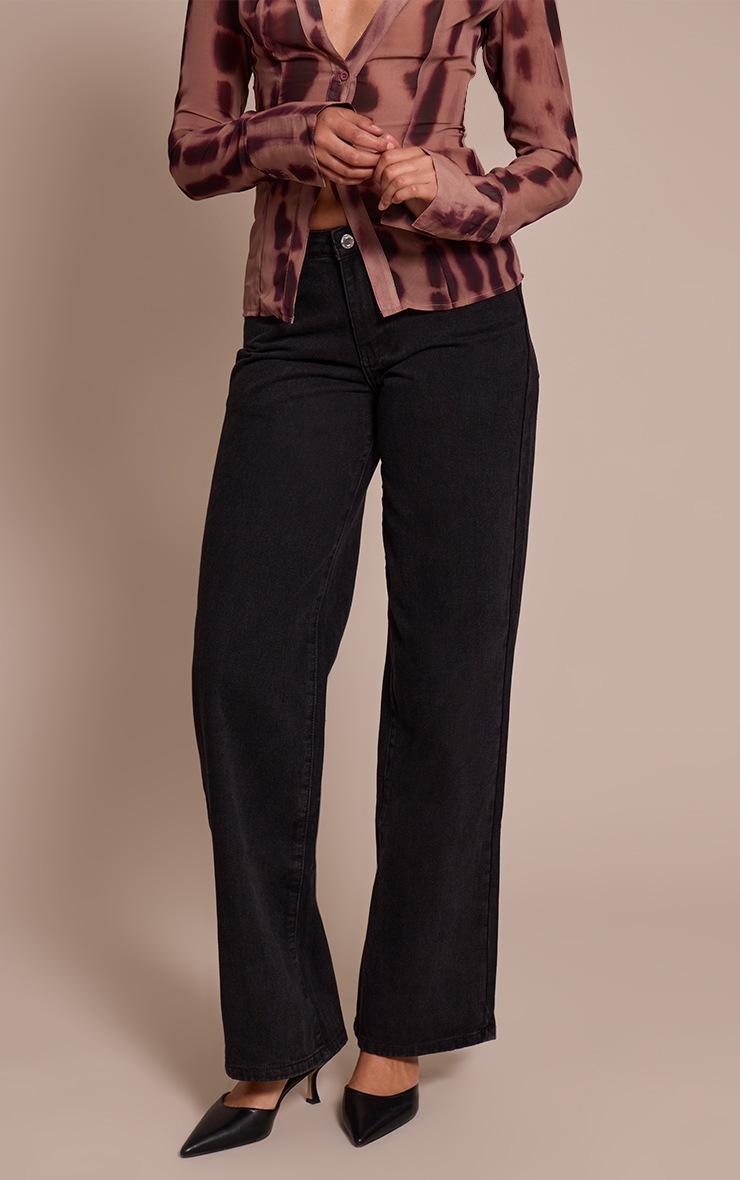 Pretty Little Thing Tall Black Wide Leg Jeans