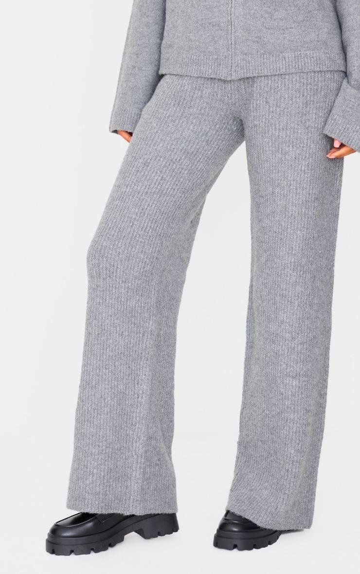 Pretty Little Thing Tall Grey Knit Wide Leg Pants