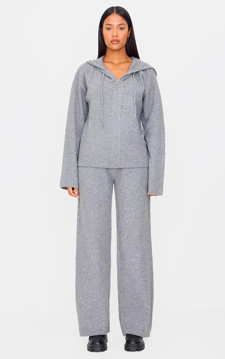 Pretty Little Thing Tall Grey Knit Wide Leg Pants