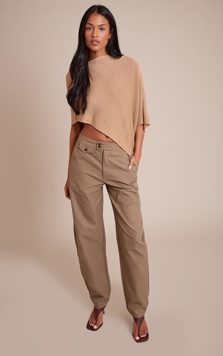 Pretty Little Thing Tall Khaki Woven Button Pants