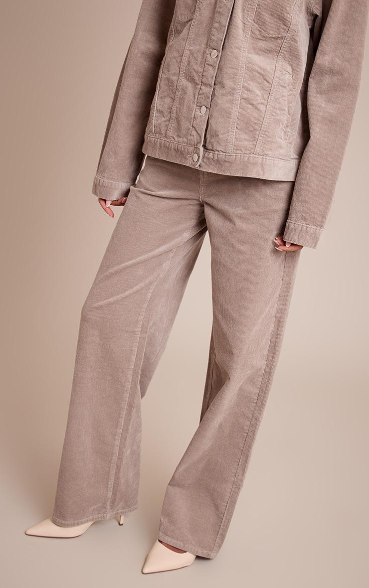 Pretty Little Thing Tall Taupe Cord Wide Leg Jeans