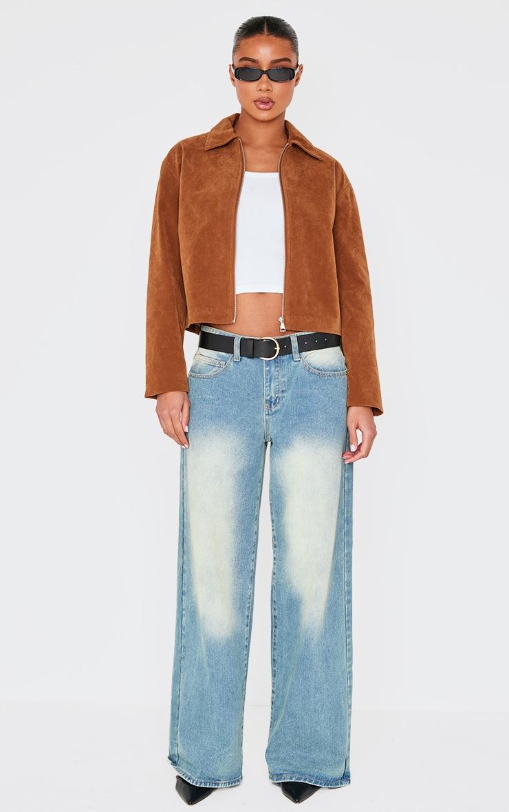 Pretty Little Thing Tan Zip Up Faux Suede Jacket