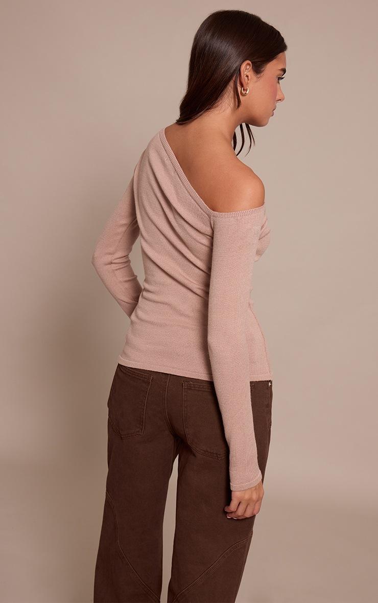 Pretty Little Thing Taupe Asymmetric Knitted Top