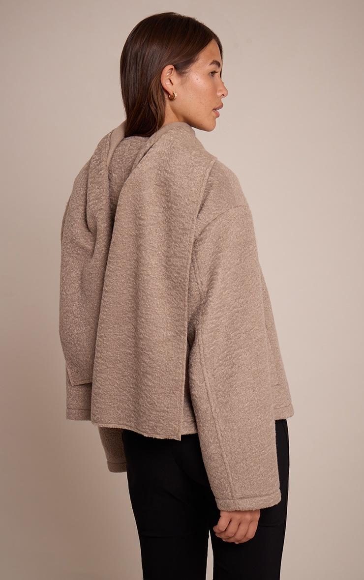 Pretty Little Thing Taupe Boucle Scarf Coat