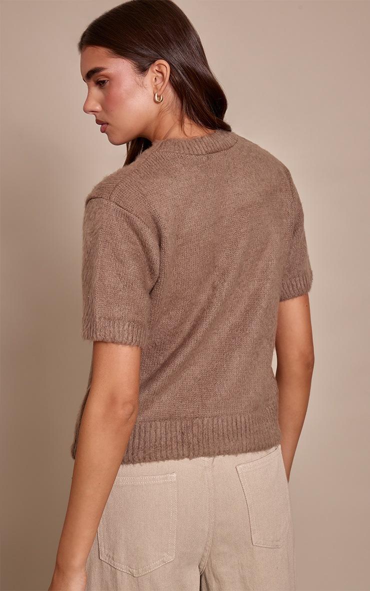 Pretty Little Thing Taupe Brushed Knit T-Shirt