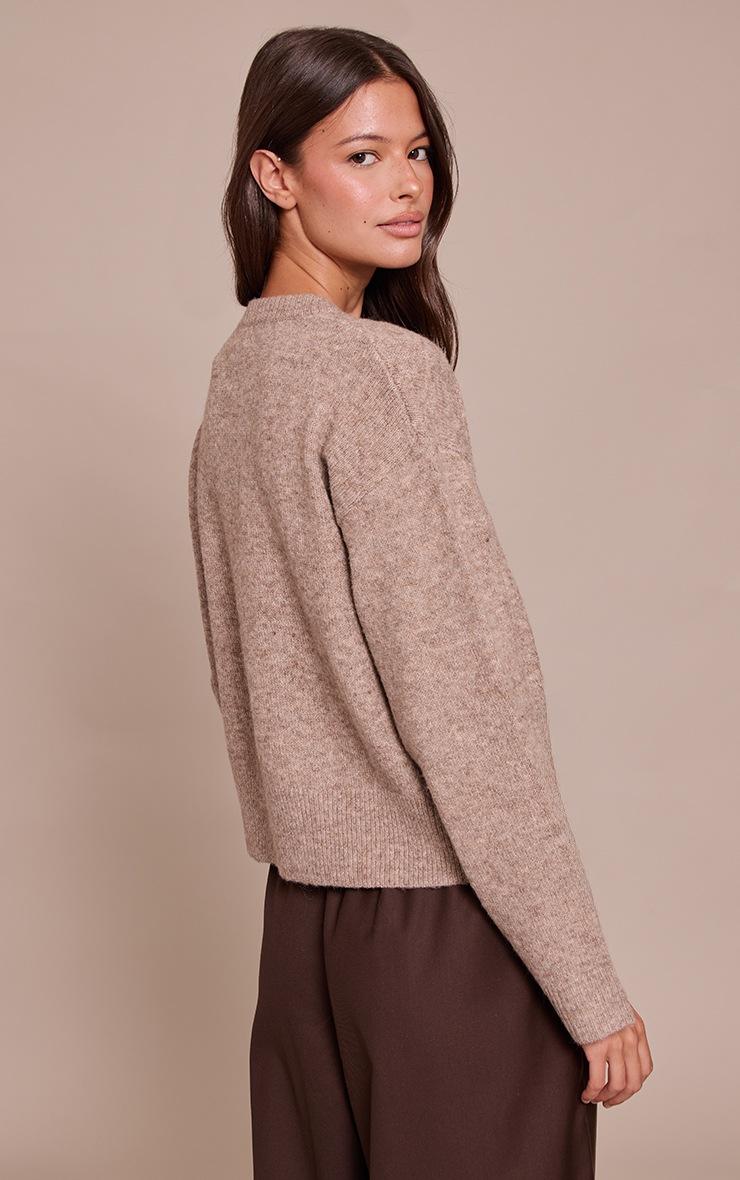 Pretty Little Thing Taupe Crew Neck Knit Cardigan