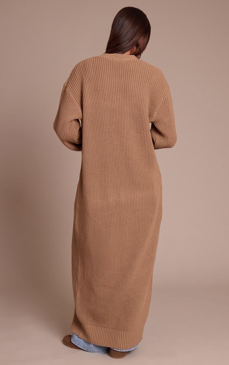 Pretty Little Thing Taupe Maxi Knitted Cardigan