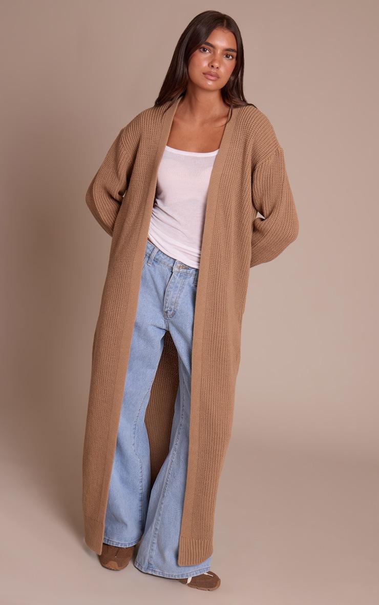 Pretty Little Thing Taupe Maxi Knitted Cardigan