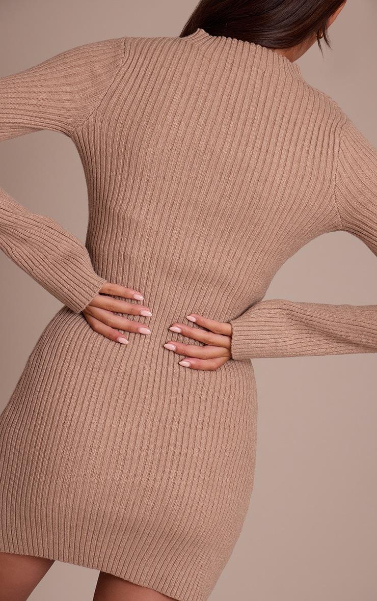 Pretty Little Thing Taupe Rib Knitted Dress