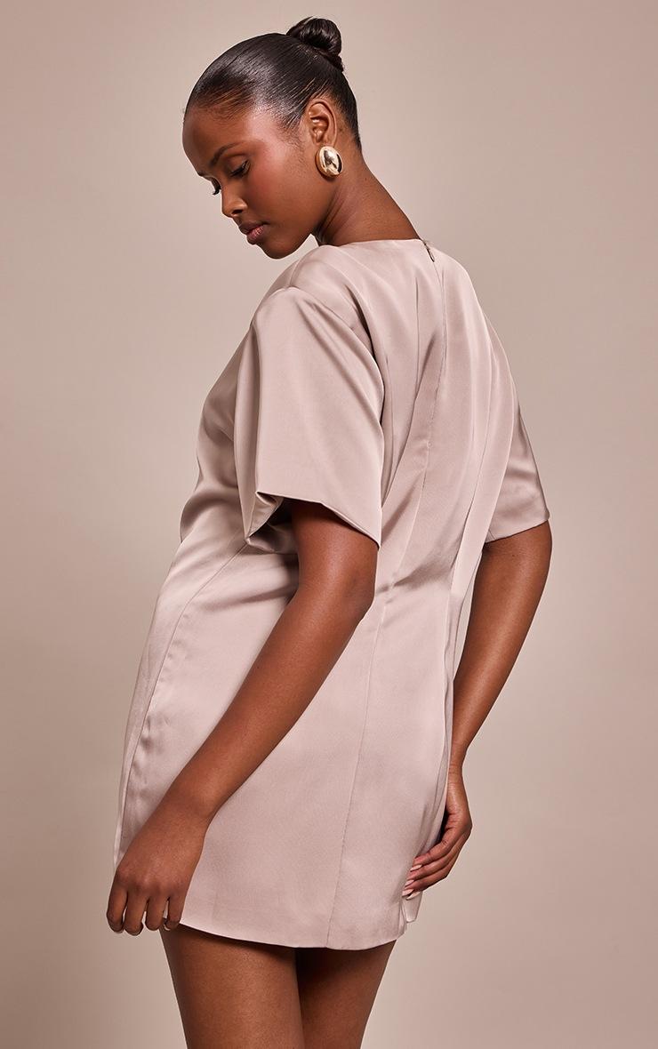 Pretty Little Thing Taupe Satin T Shirt Dress