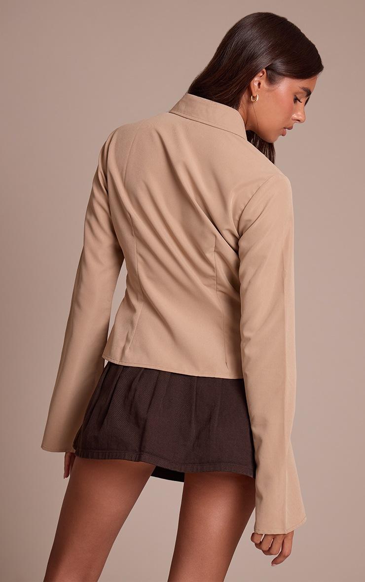 Pretty Little Thing Taupe Seam Detail Fitted Shirt