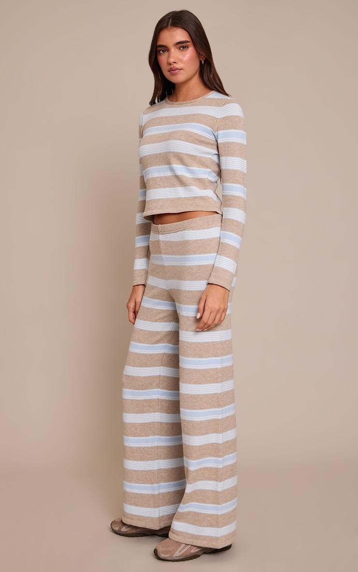 Pretty Little Thing Taupe Striped Wide Leg Pant