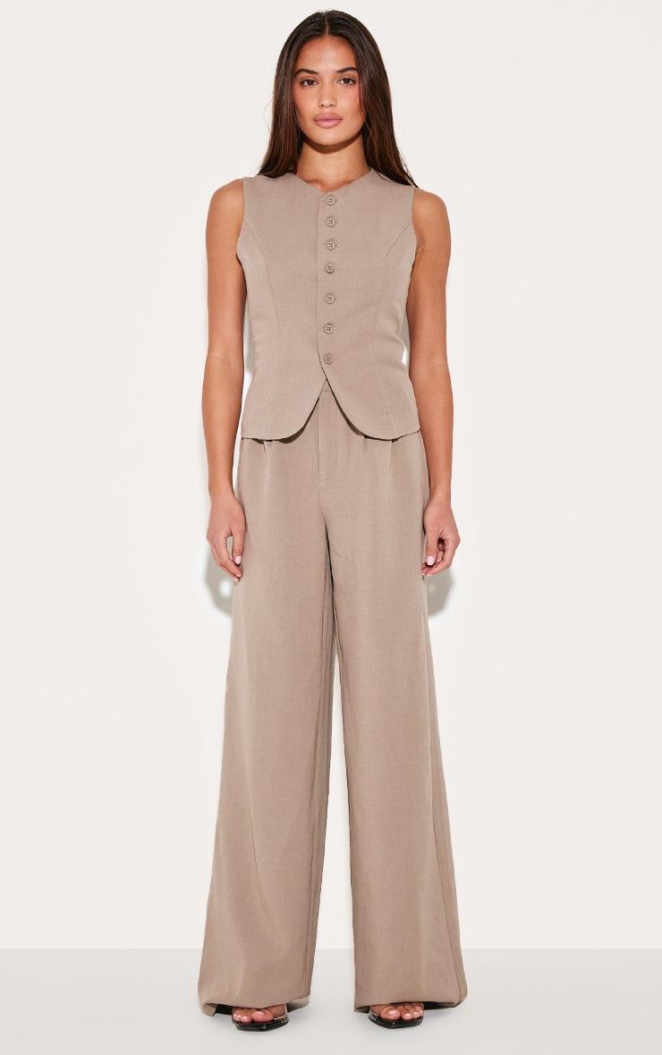 Pretty Little Thing Taupe Tailored Woven Vest