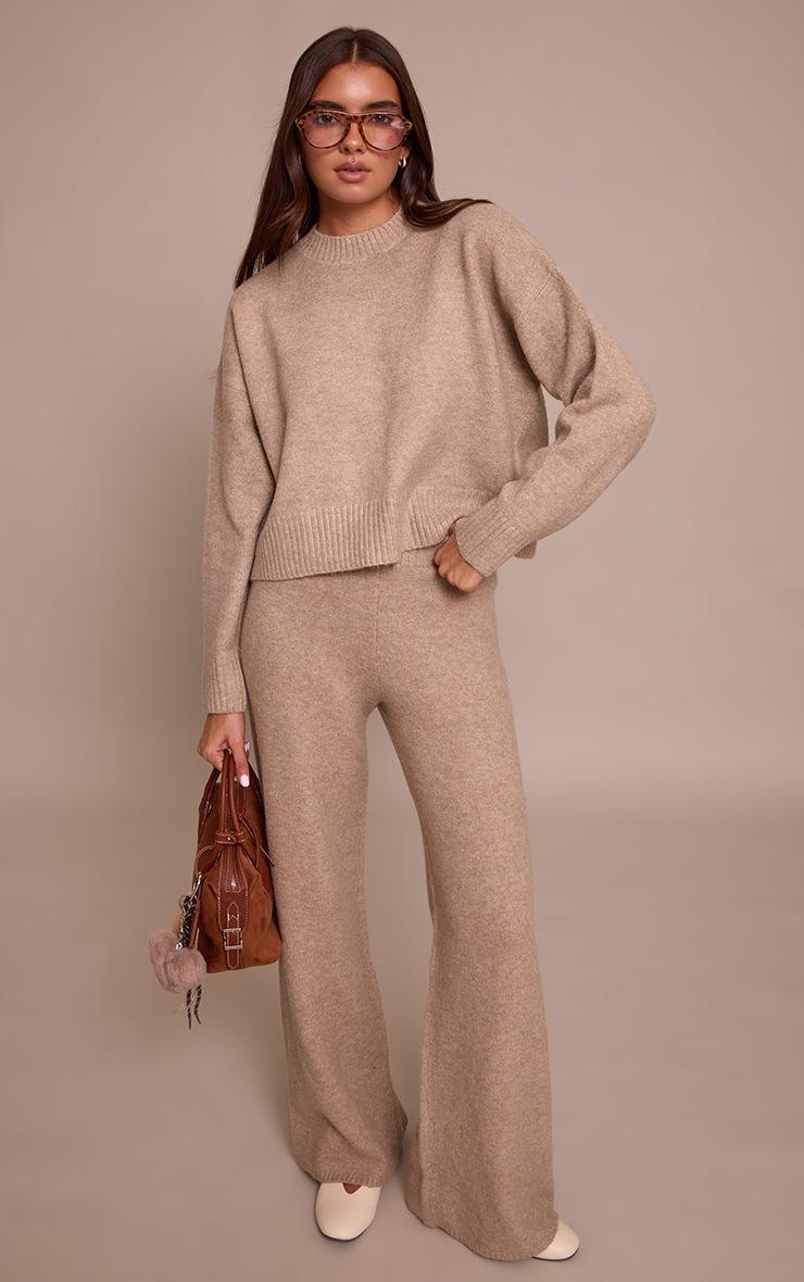 Pretty Little Thing Taupe Wide Leg Knitted Pants