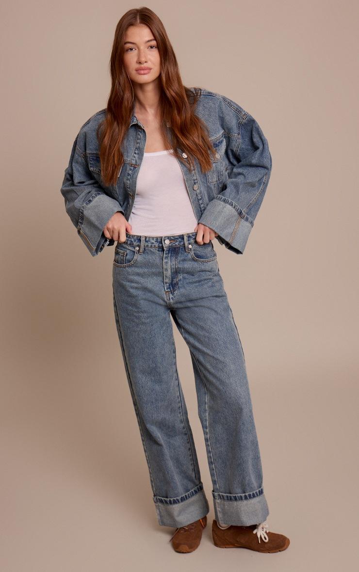 Pretty Little Thing Vintage Turn Up Hem Jeans