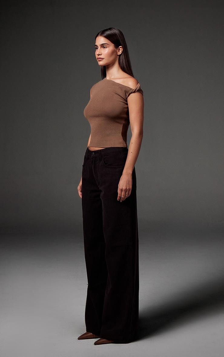 Pretty Little Thing Washed Black Wide Leg Jeans