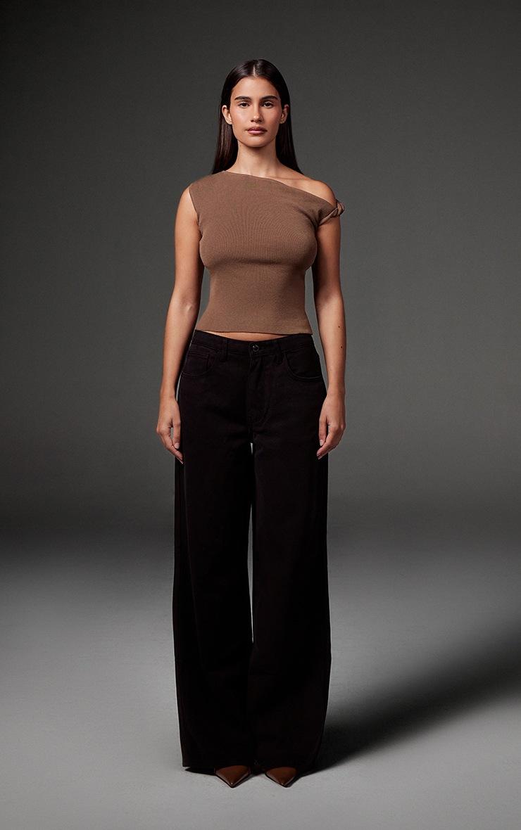 Pretty Little Thing Washed Black Wide Leg Jeans