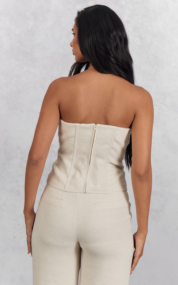Pretty Little Thing White Boucle Boned Corset