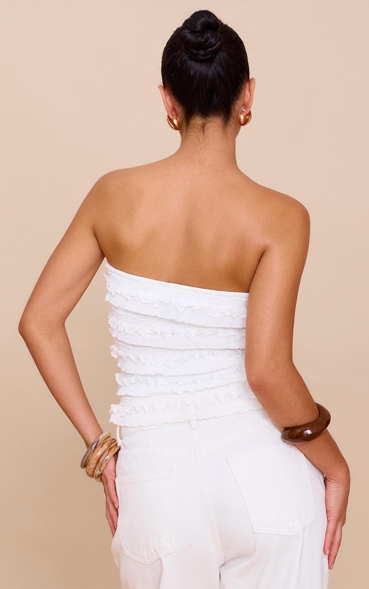 Pretty Little Thing White Frill Detail Bandeau Top