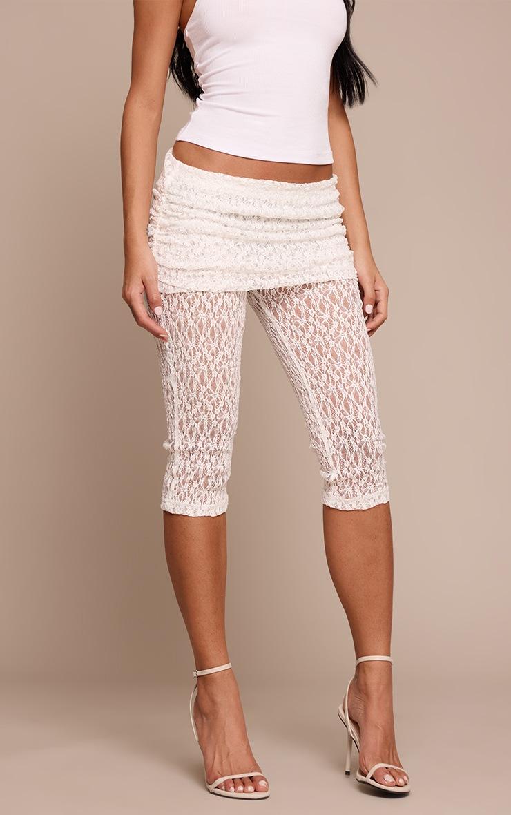 Pretty Little Thing White Lace Fold Over Capri's
