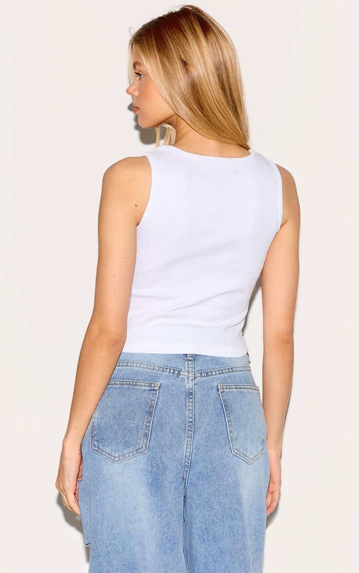 Pretty Little Thing White Rib Scoop Neck Vest
