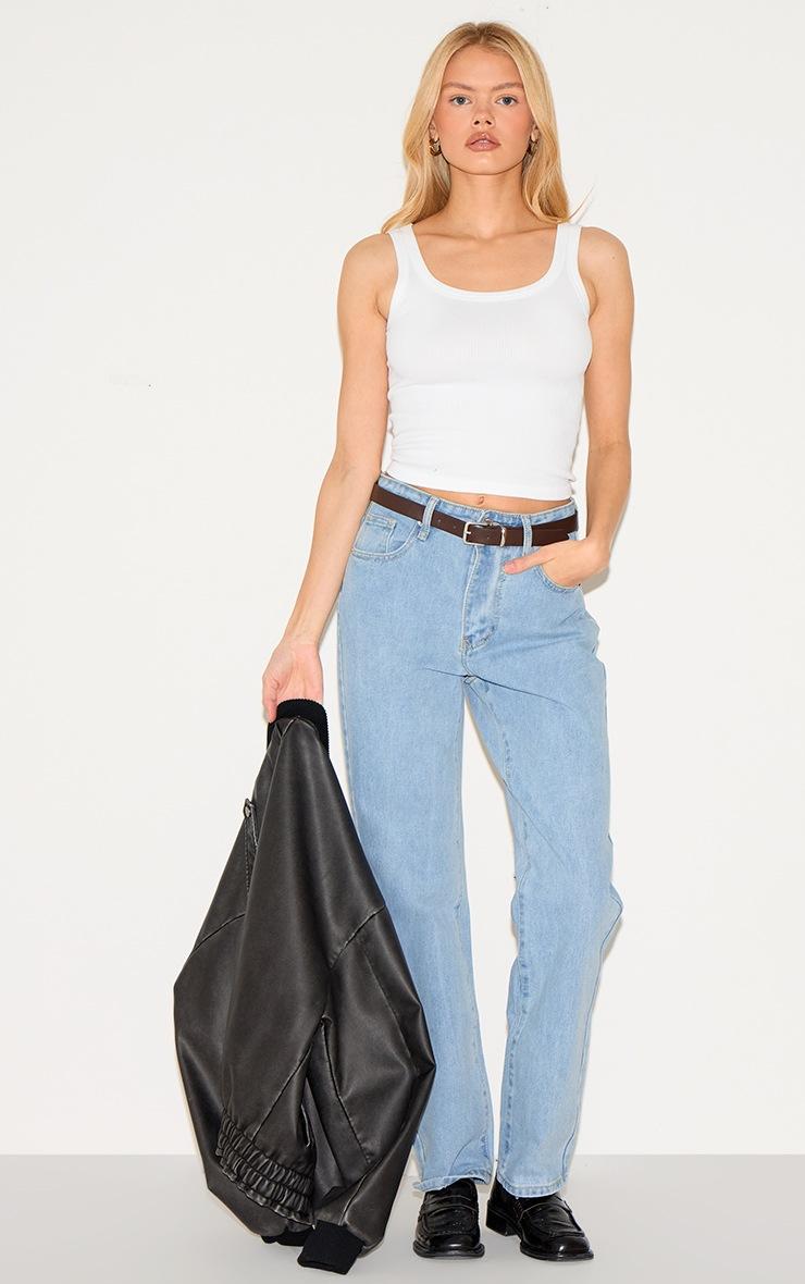 Pretty Little Thing White Snatched Rib Scoop Vest