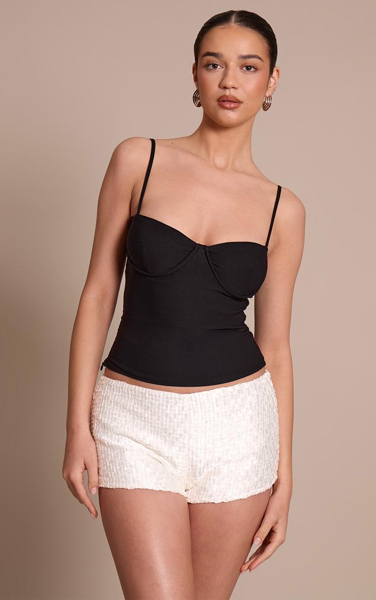 Pretty Little Thing White Textured Satin Hot Pants