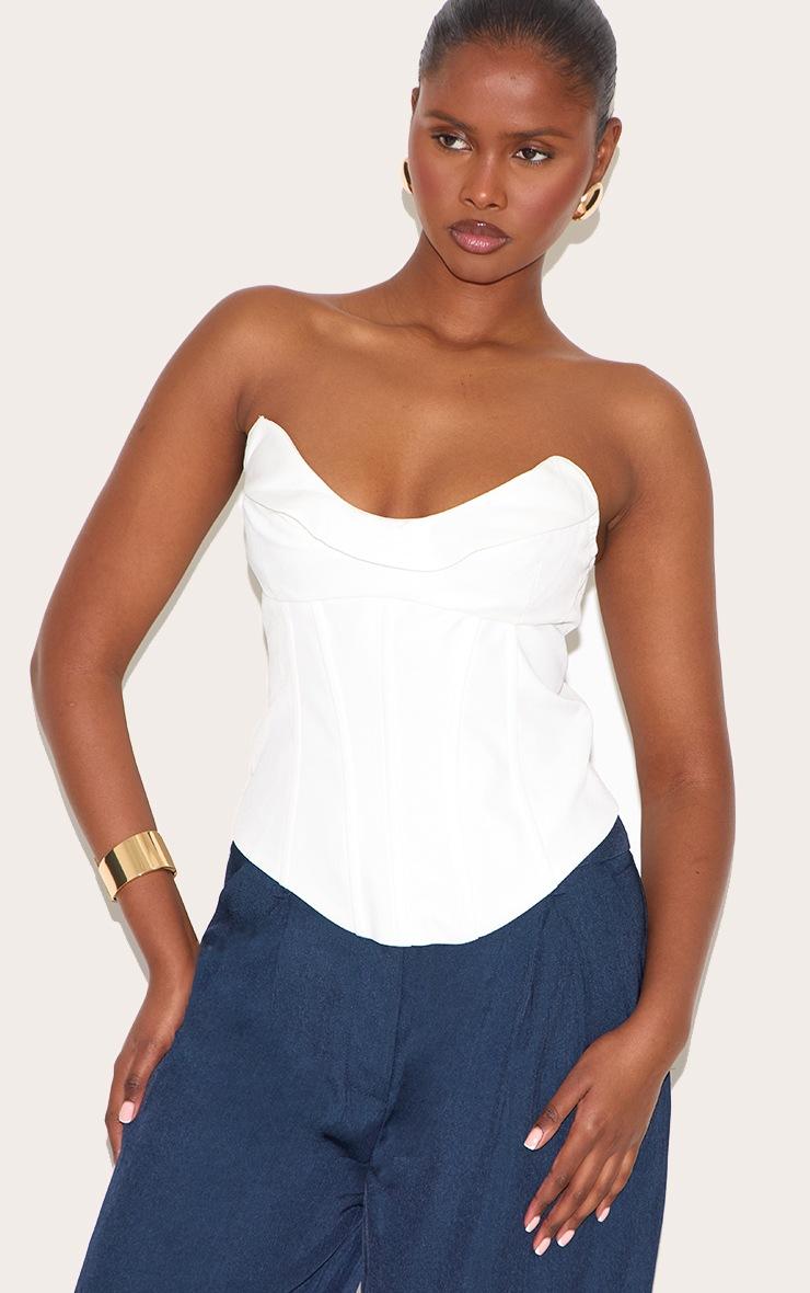 Pretty Little Thing White Woven Boned Corset