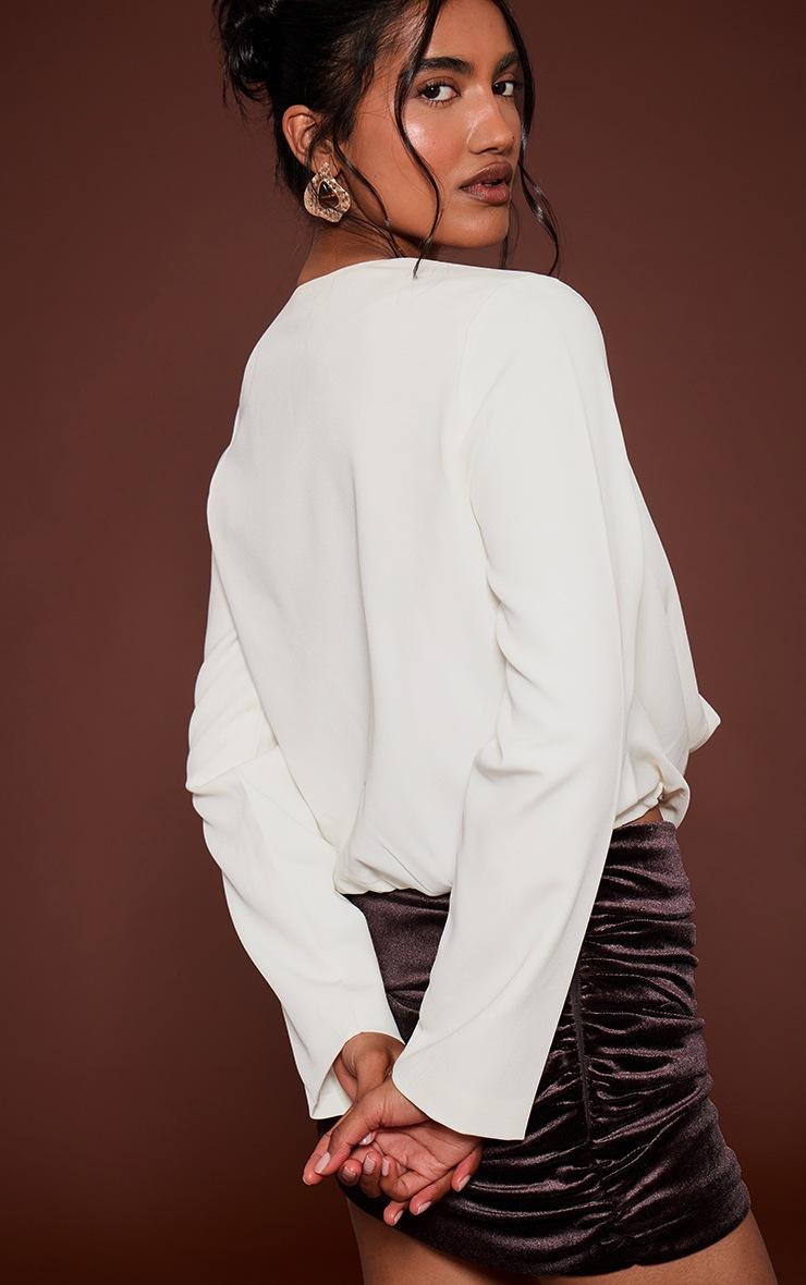 Pretty Little Thing White Woven Drape Plunge Top