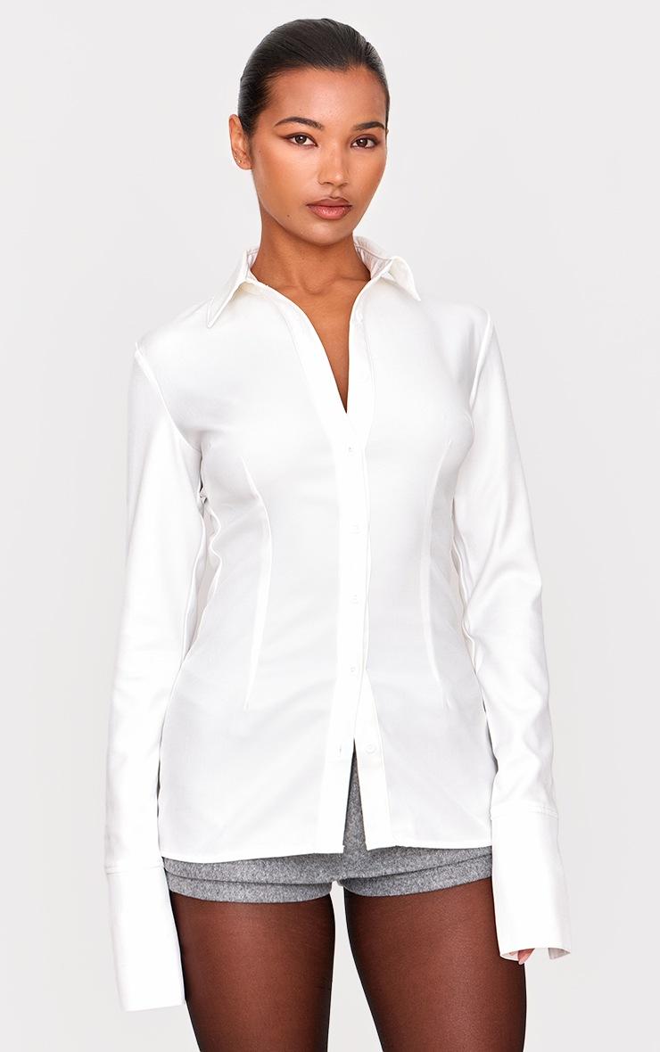 Pretty Little Thing White Woven Fitted Shirt