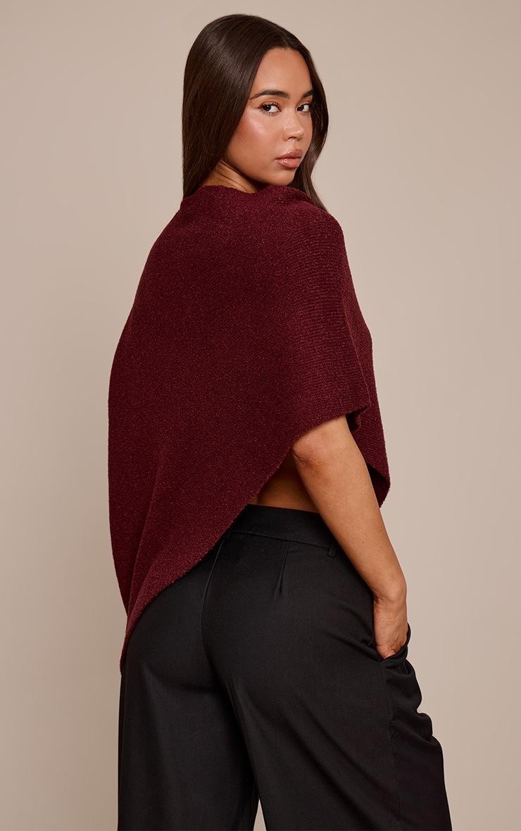 Pretty Little Thing Wine Boucle Cape Top