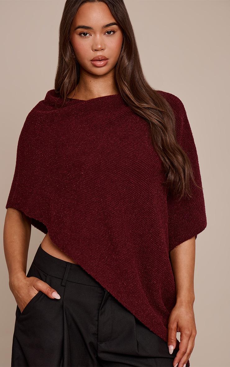 Pretty Little Thing Wine Boucle Cape Top