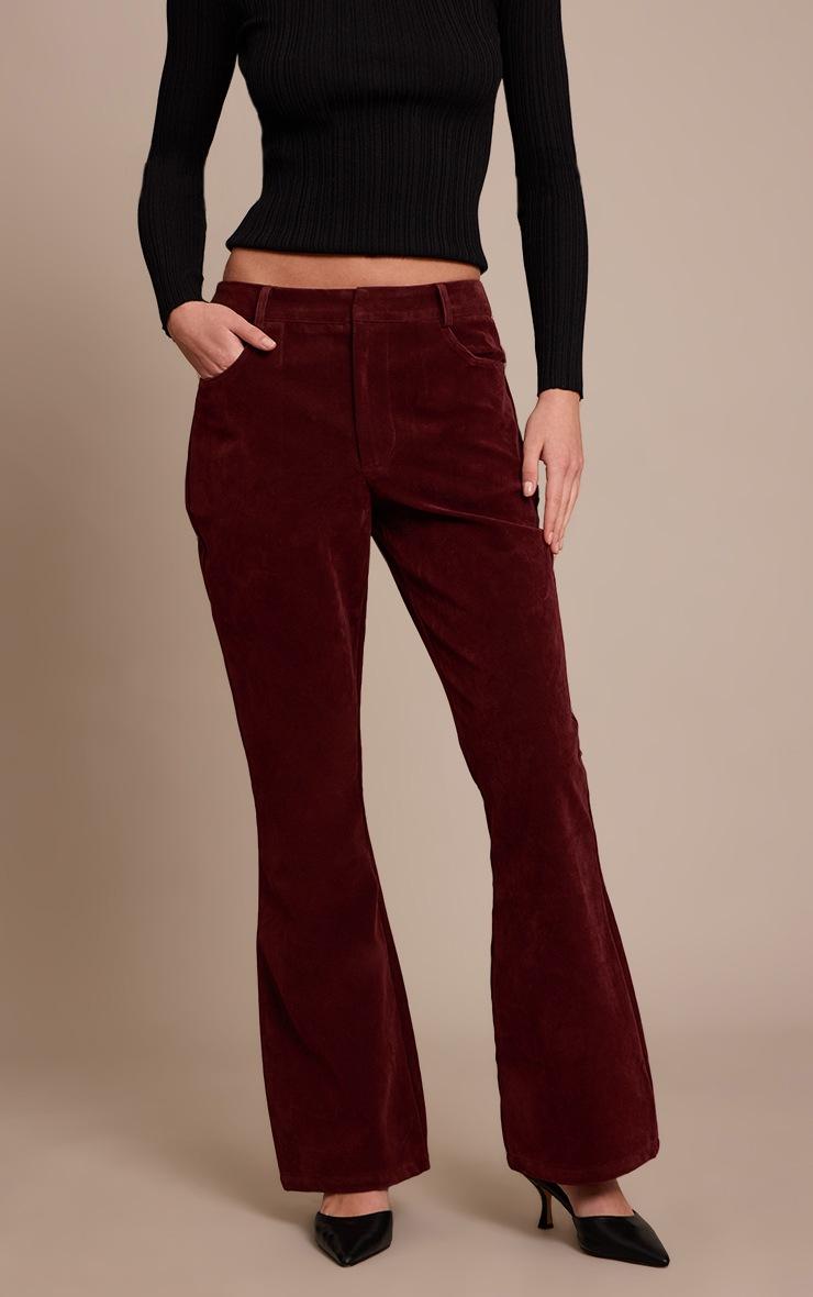 Pretty Little Thing Wine Faux Suede Flared Pants