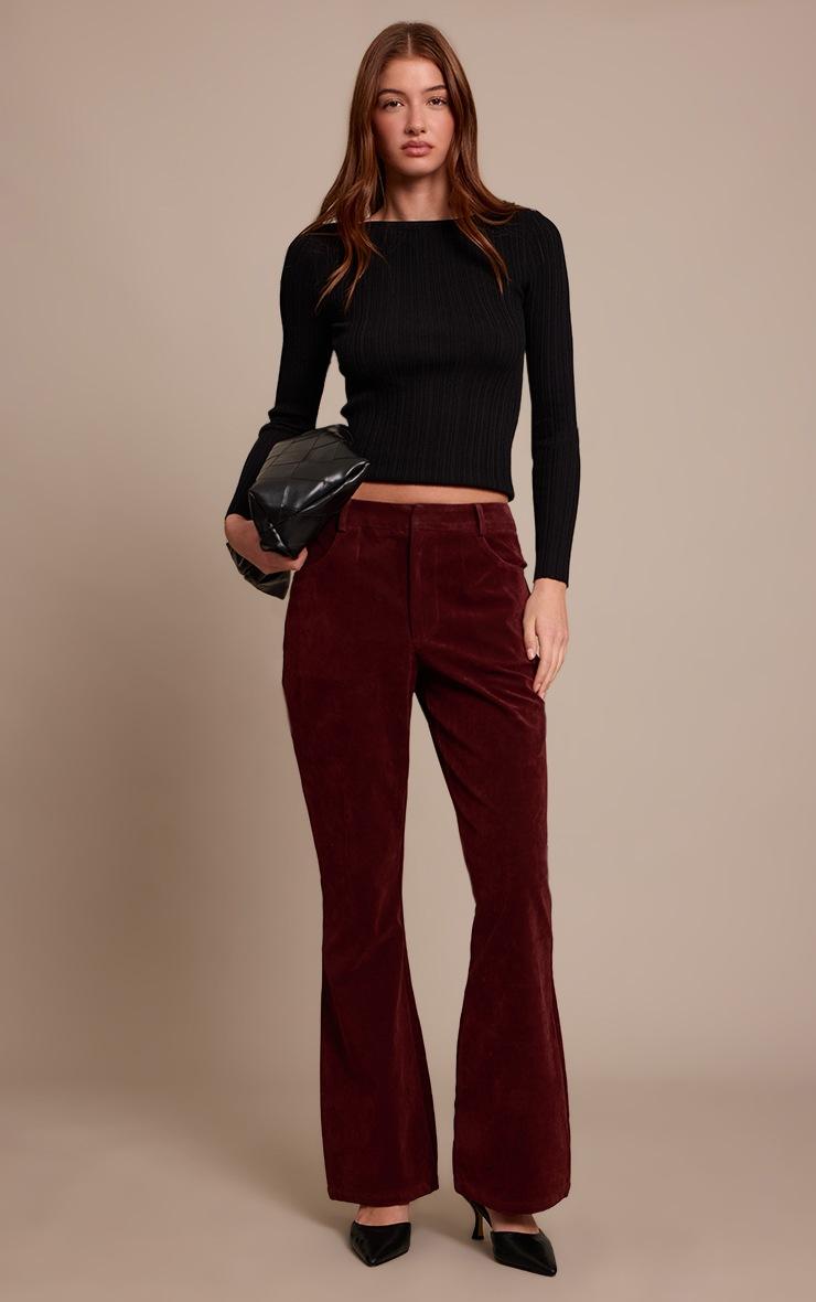 Pretty Little Thing Wine Faux Suede Flared Pants