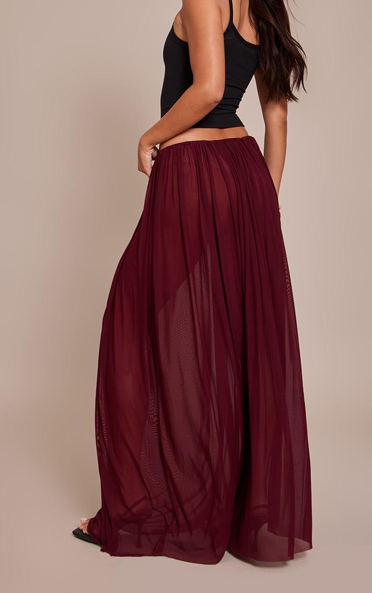Pretty Little Thing Wine Mesh Drape Maxi Skirt