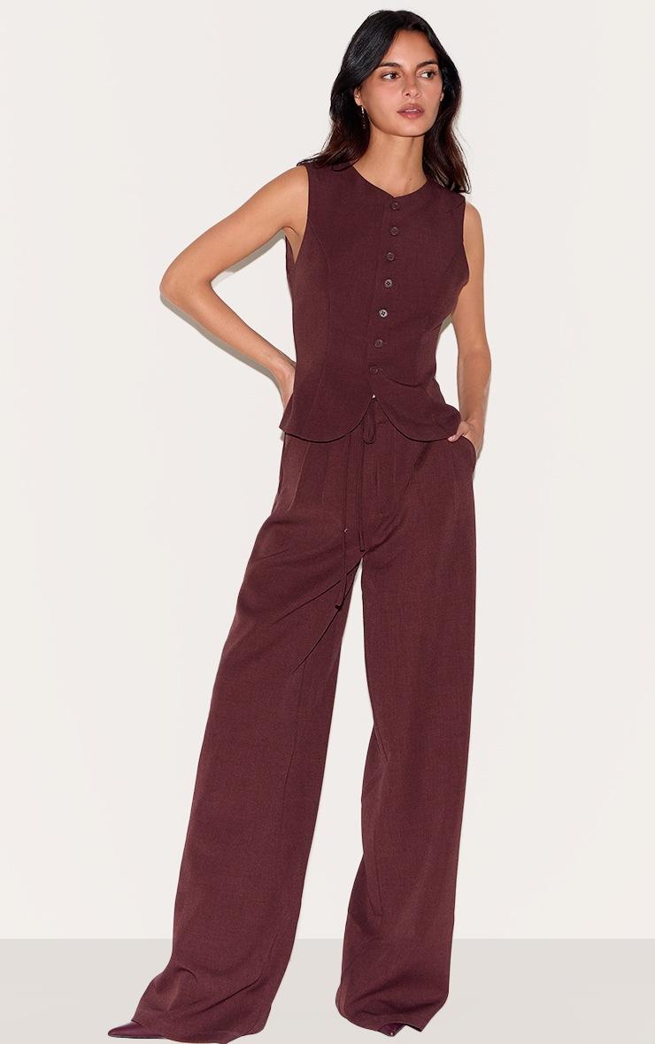 Pretty Little Thing Wine Tailored Woven Vest
