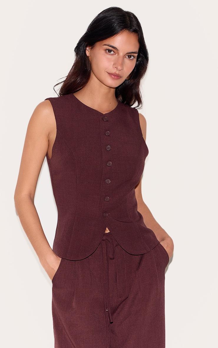 Pretty Little Thing Wine Tailored Woven Vest
