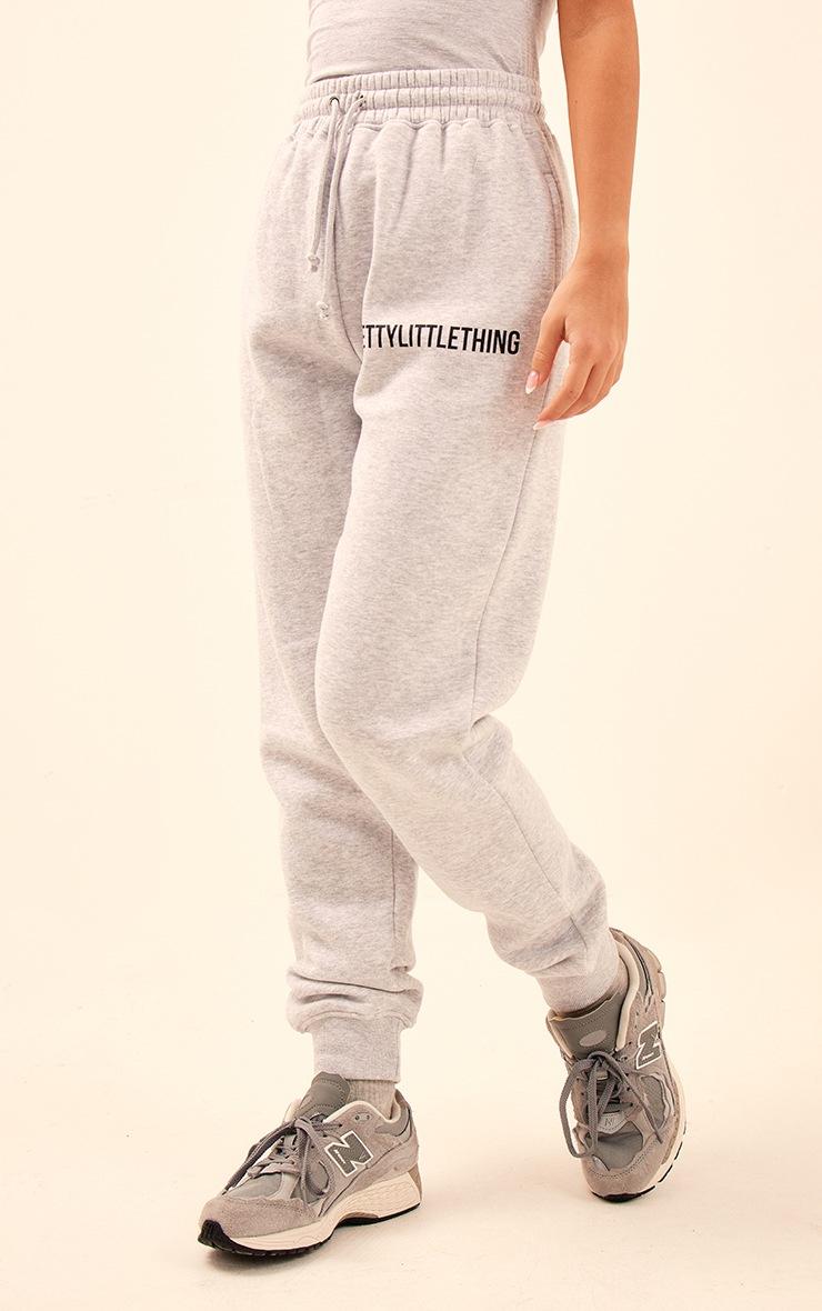 Pretty Little Thing PRETTYLITTLETHING Ash Grey Logo High Waisted Cuffed Sweatpants
