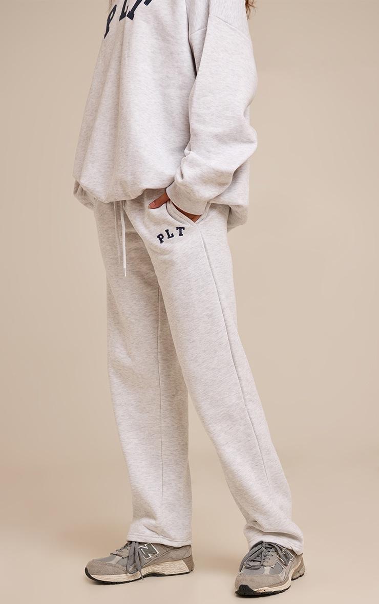Pretty Little Thing PRETTYLITTLETHING Ash Grey Logo Oversized Wide Leg Sweatpants